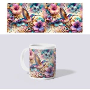 Colorful Hummingbird and Floral Mug